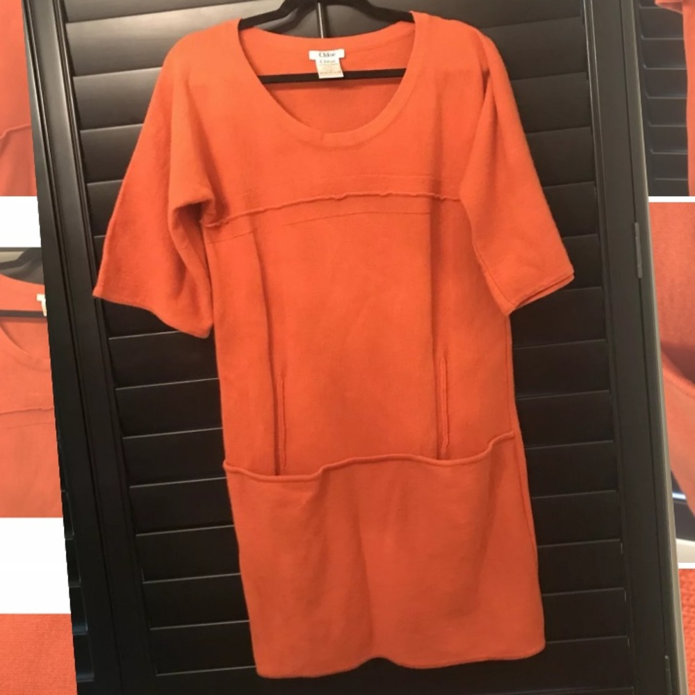 Amazing! Vintage CHLOE 100% Wool Mid Length Shift Dress!! Size Small!